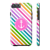 Nautical Anchor Stripe Multi Pink Phone Case