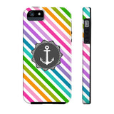 Nautical Anchor Stripe Multi Gray Phone Case