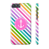 Nautical Anchor Stripe Multi Pink Phone Case