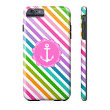 Nautical Anchor Stripe Multi Pink Phone Case