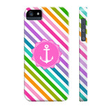 Nautical Anchor Stripe Multi Pink Phone Case