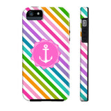 Nautical Anchor Stripe Multi Pink Phone Case