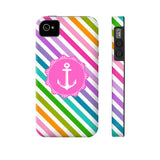 Nautical Anchor Stripe Multi Pink Phone Case