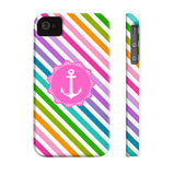 Nautical Anchor Stripe Multi Pink Phone Case